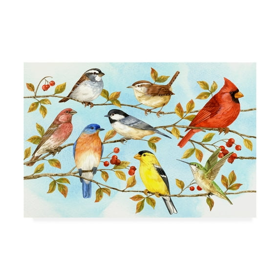 Trademark Fine Art 'Birds And Berries V' Canvas Art by Jane Maday