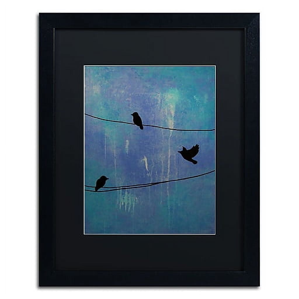 Trademark Fine Art "Birds Arrival" Canvas Art by Nicole Dietz Black Matte, Black Frame