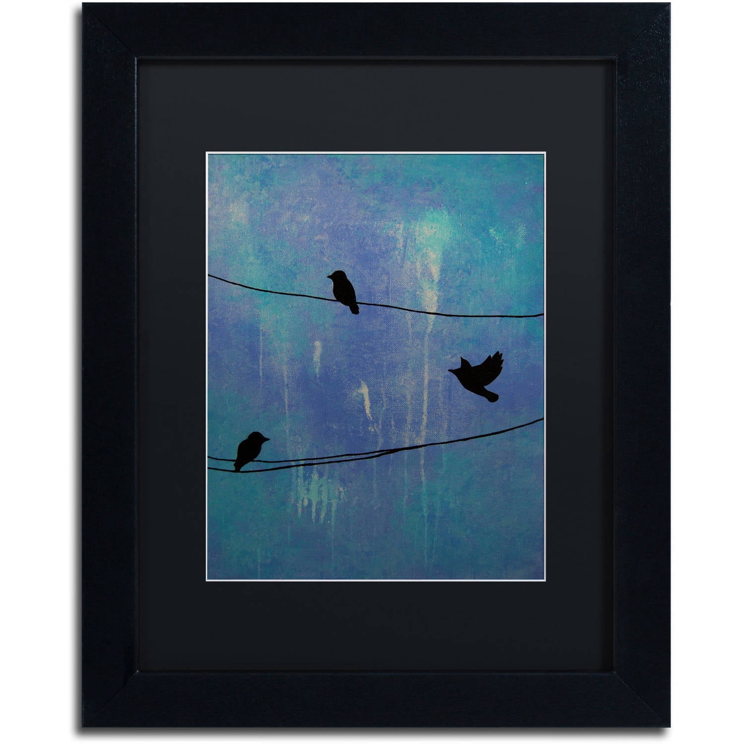 Trademark Fine Art "Birds Arrival" Canvas Art by Nicole Dietz Black Matte, Black Frame