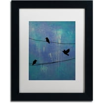 Trademark Fine Art "Birds Arrival" Canvas Art by Nicole Dietz White Matte, Black Frame