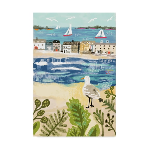 Trademark Fine Art 'Birds In Beach Town' Canvas Art by Karen Fields