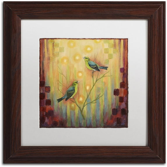 Trademark Fine Art 'Birds Sunset' Canvas Art by Rachel Paxton, White Matte, Wood Frame