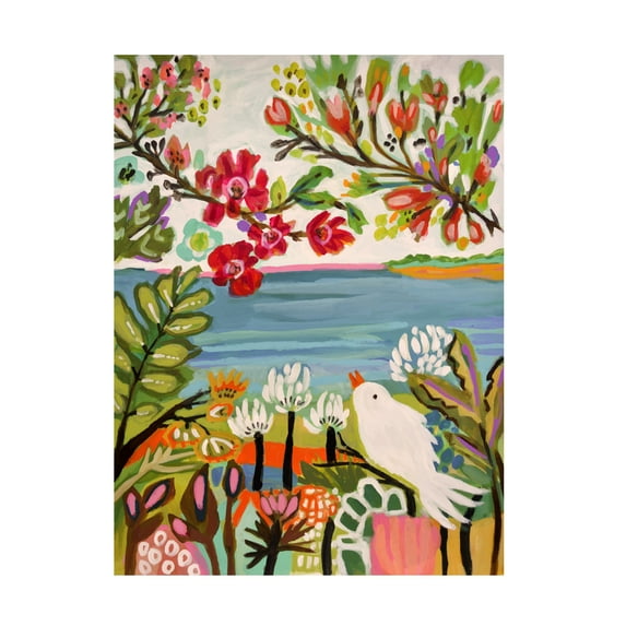 Trademark Fine Art Karen Fields Birds In The Garden Ii Canvas Wall Art - 14x19