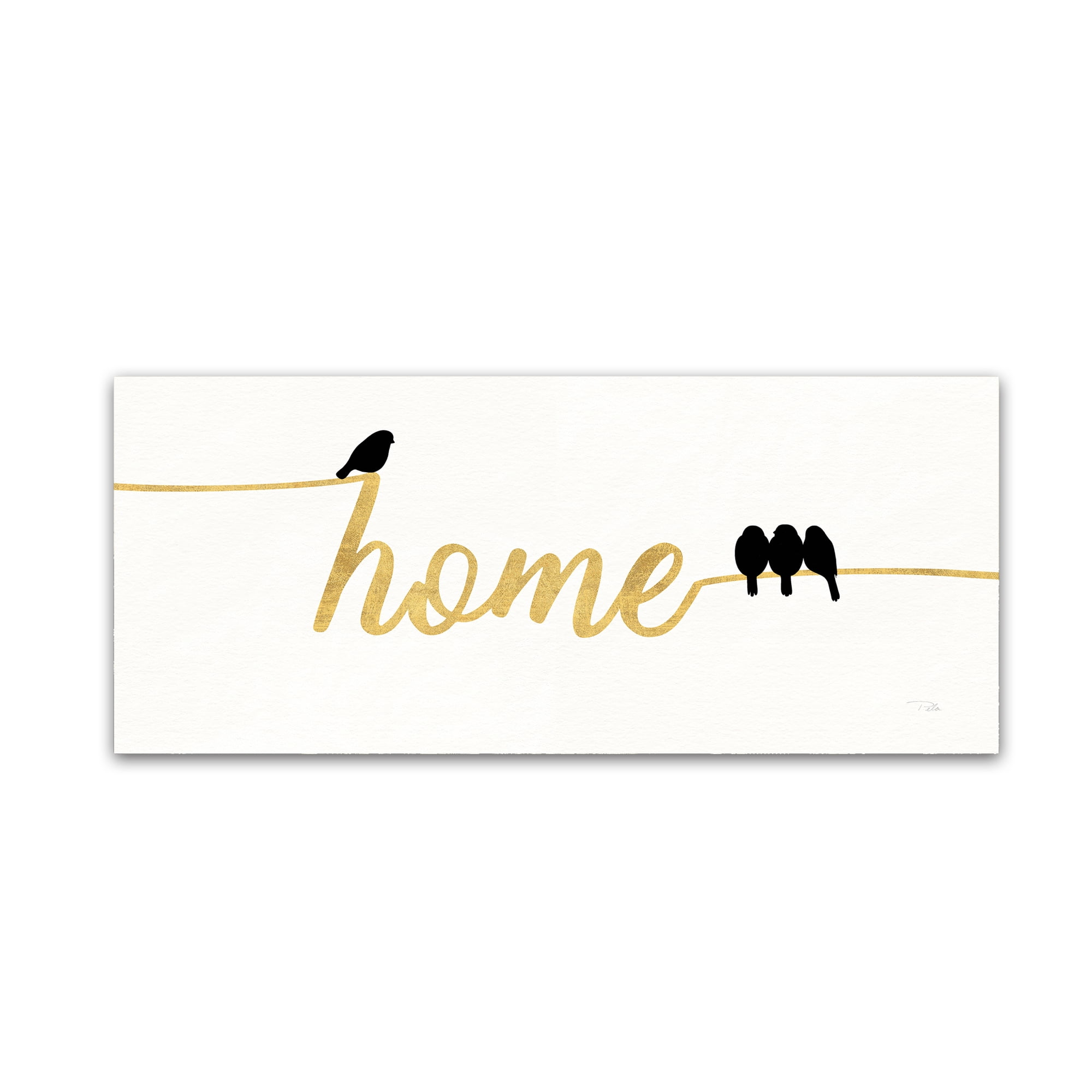 Trademark Fine Art 'Birds on Words II Gold' Canvas Art by Pela