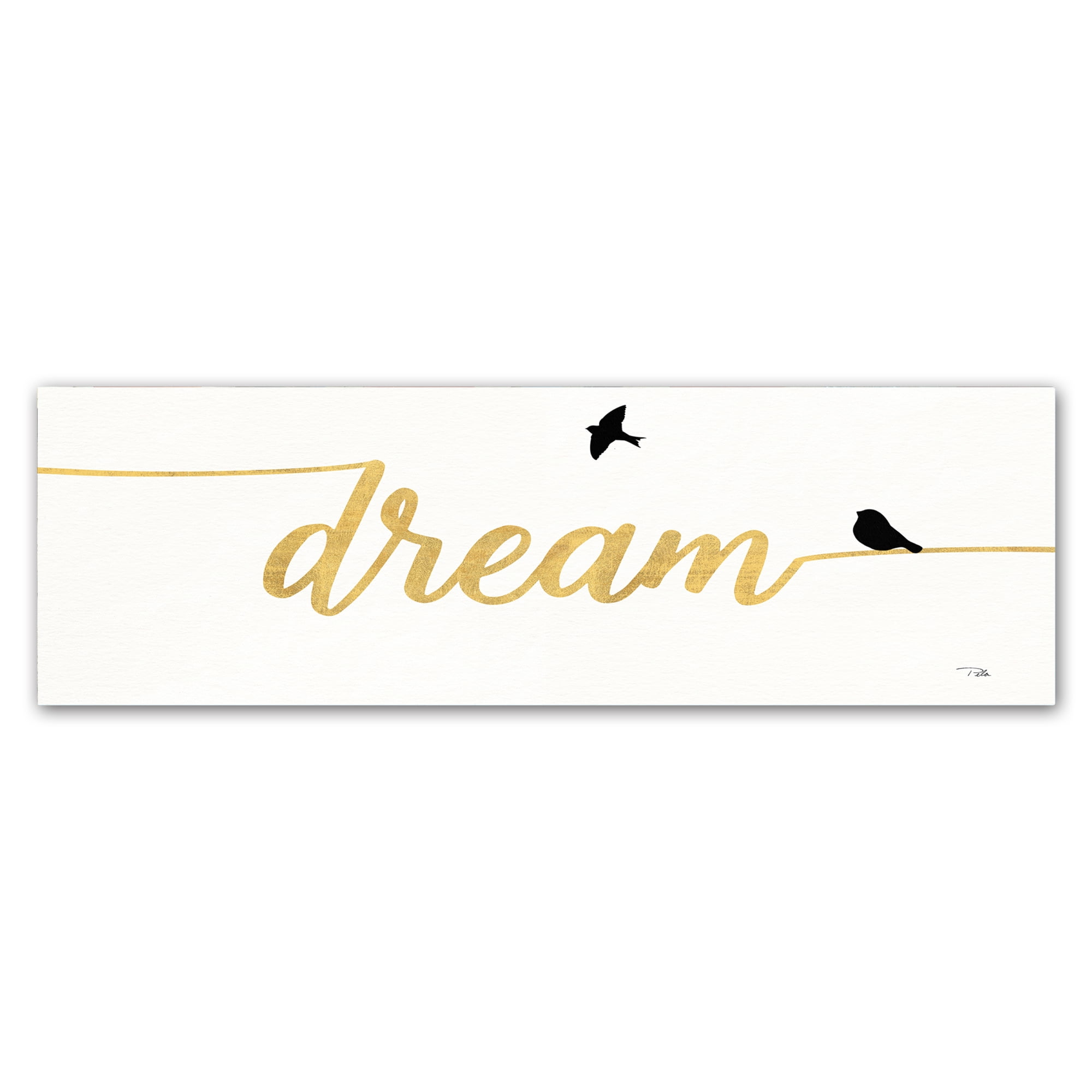 Trademark Fine Art 'Birds on Words III Gold' Canvas Art by Pela
