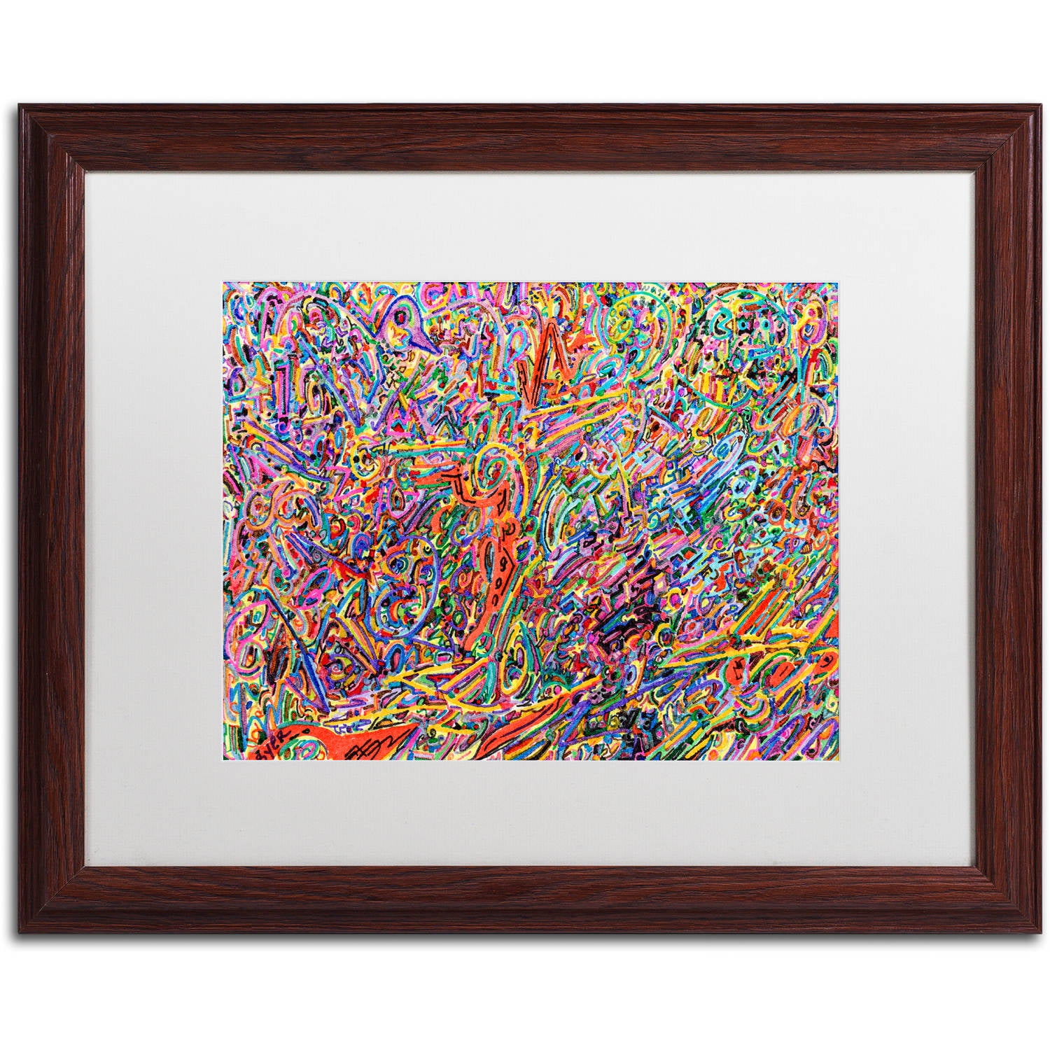 Trademark Fine Art "Birds vs Aliens" Canvas Art by Josh Byer, White Matte, Wood Frame