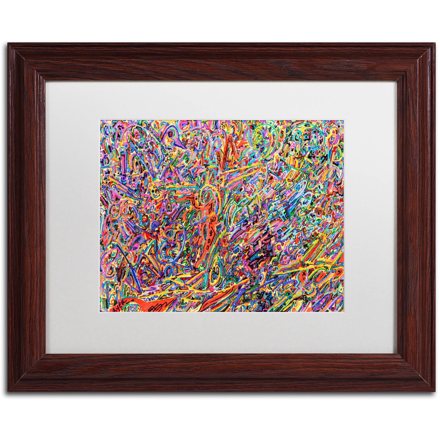 Trademark Fine Art "Birds vs Aliens" Canvas Art by Josh Byer, White Matte, Wood Frame