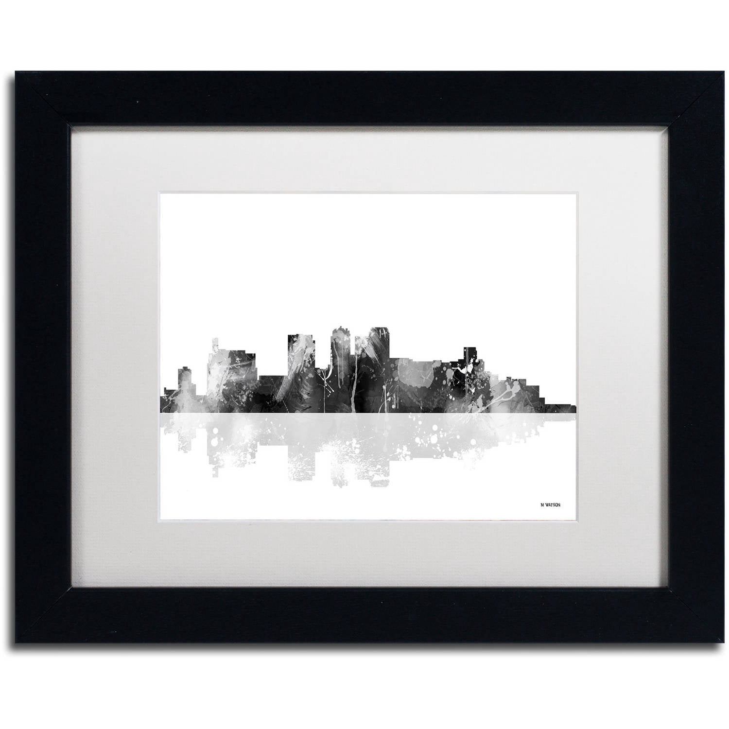 Trademark Fine Art "Birmingham Alabama Skyline BG-1" Canvas Art by Marlene Watson, White Matte, Black Frame