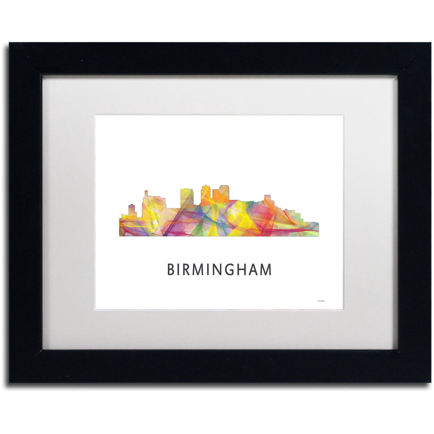 Trademark Fine Art 'Birmingham Alabama Skyline WB-1' Canvas Art by Marlene Watson, White Matte, Black Frame