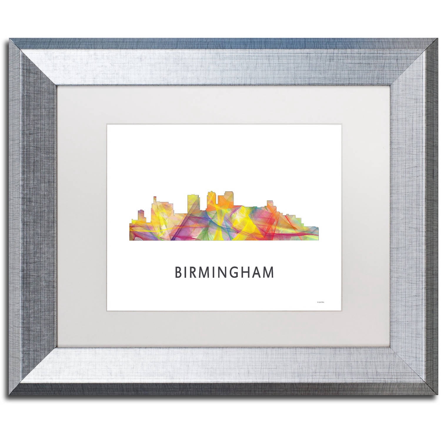 Trademark Fine Art 'Birmingham Alabama Skyline WB-1' Canvas Art by Marlene Watson, White Matte, Silver Frame