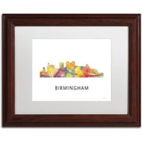 Trademark Fine Art 'Birmingham Alabama Skyline WB-1' Canvas Art by Marlene Watson, White Matte, Wood Frame