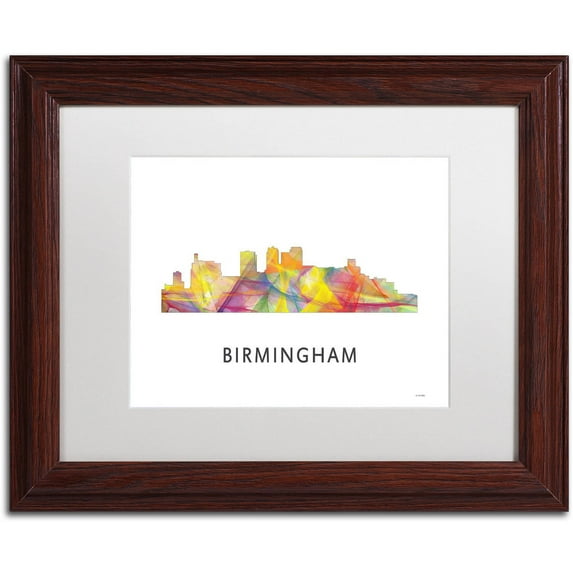 Trademark Fine Art 'Birmingham Alabama Skyline WB-1' Canvas Art by Marlene Watson, White Matte, Wood Frame