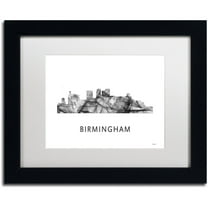 Trademark Fine Art 'Birmingham Alabama Skyline WB-BW' Canvas Art by Marlene Watson, White Matte, Black Frame
