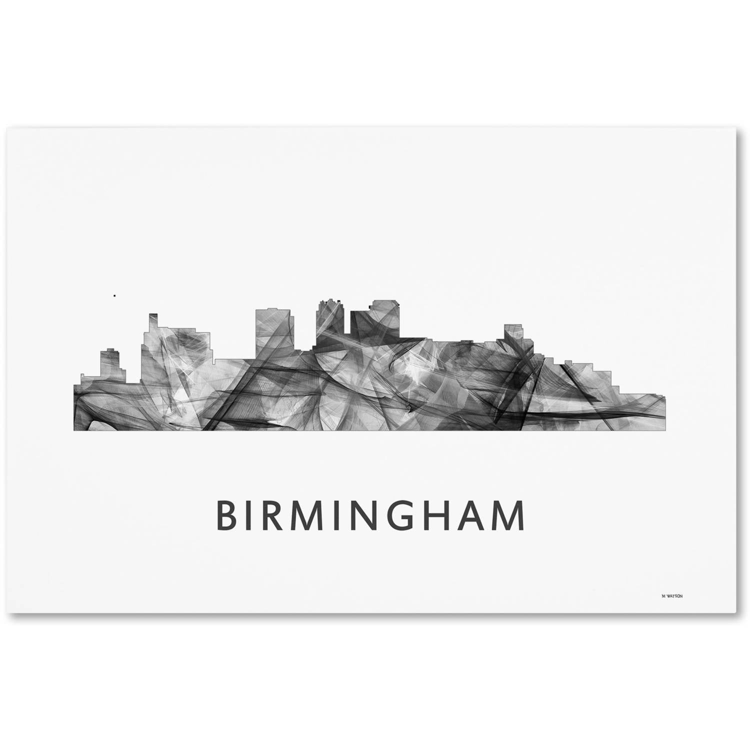 Trademark Fine Art 'Birmingham Alabama Skyline WB-BW' Canvas Art by Marlene Watson