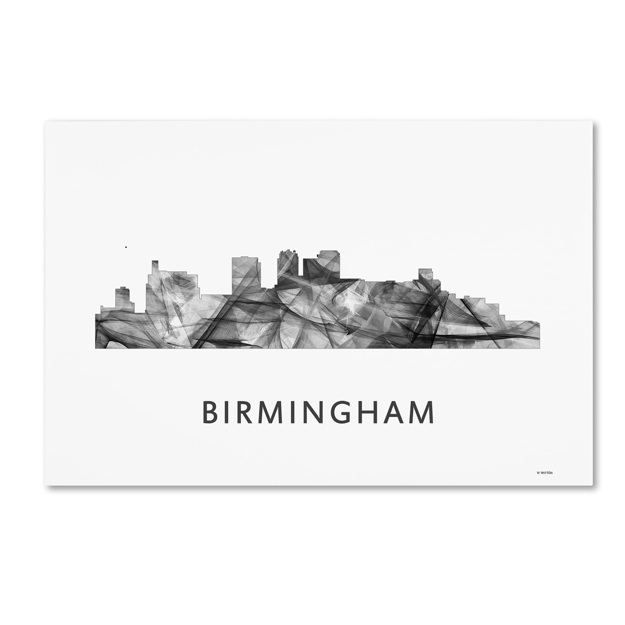 Trademark Fine Art 'Birmingham Alabama Skyline WB-BW' Canvas Art by Marlene Watson