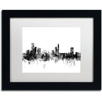 Trademark Fine Art "Birmingham England Skyline B&W" Canvas Art by Michael Tompsett, White Matte, Black Frame