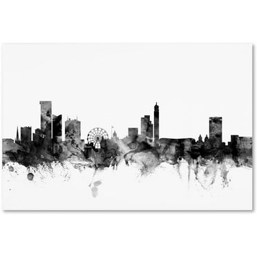 Trademark Fine Art "Birmingham England Skyline B&W" Canvas Art by Michael Tompsett