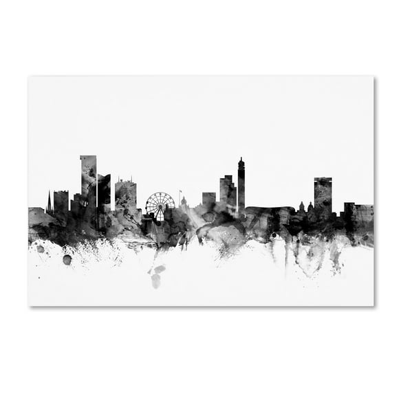 Trademark Fine Art "Birmingham England Skyline B&W" Canvas Art by Michael Tompsett