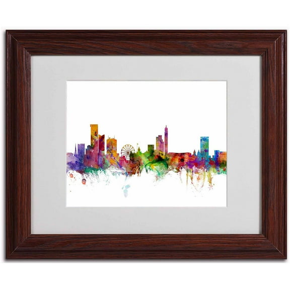 Trademark Fine Art "Birmingham England Skyline" Canvas Art by Michael Tompsett, Wood Frame