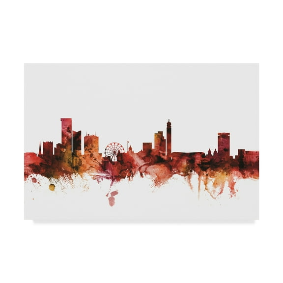 Trademark Fine Art 'Birmingham England Skyline Red' Canvas Art by Michael Tompsett