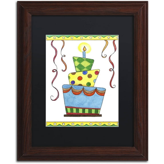 Trademark Fine Art "Birthday Cake 1" Canvas Art by Jennifer Nilsson, Black Matte, Wood Frame
