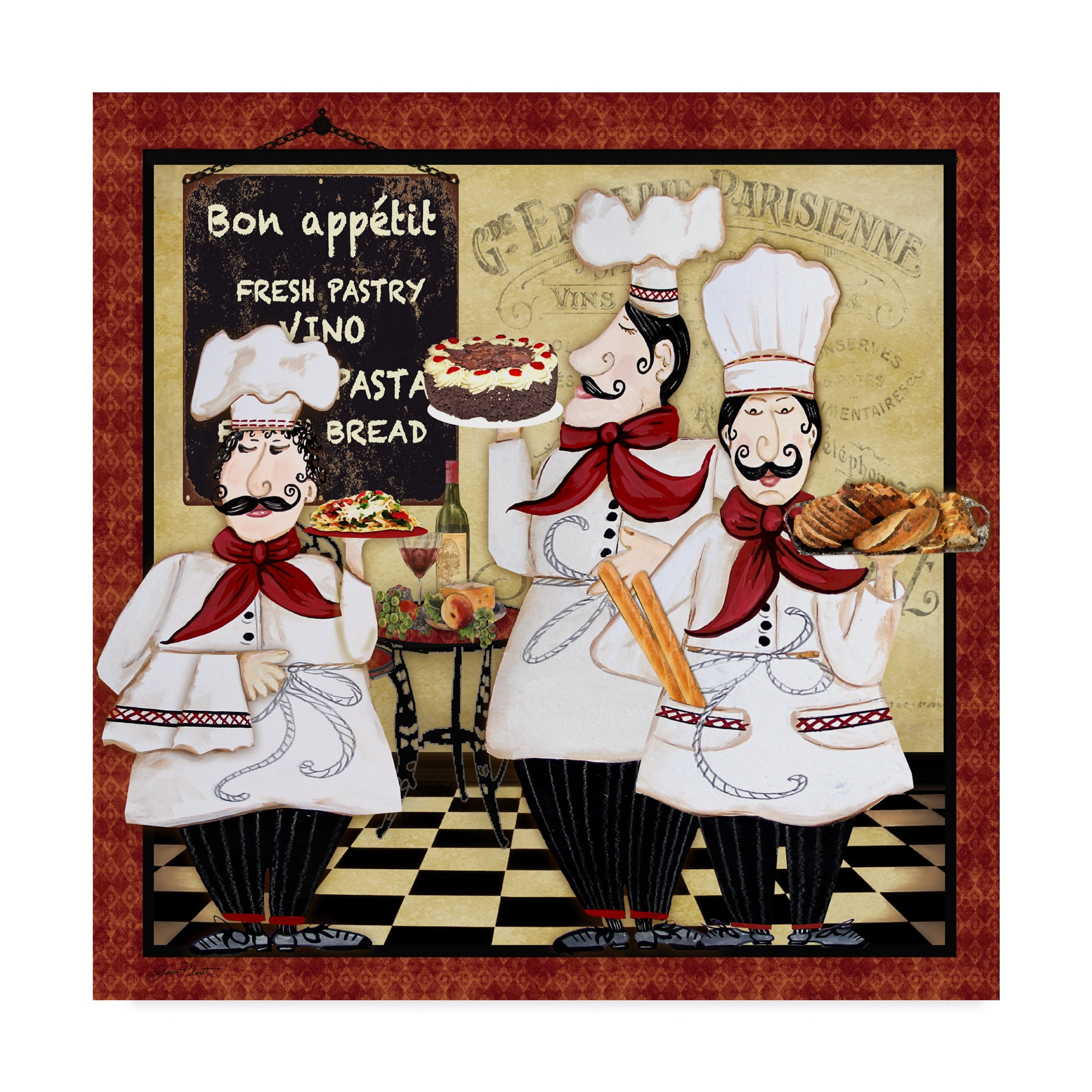 Trademark Fine Art 'Bistro French Chefs 2' Canvas Art by Jean Plout