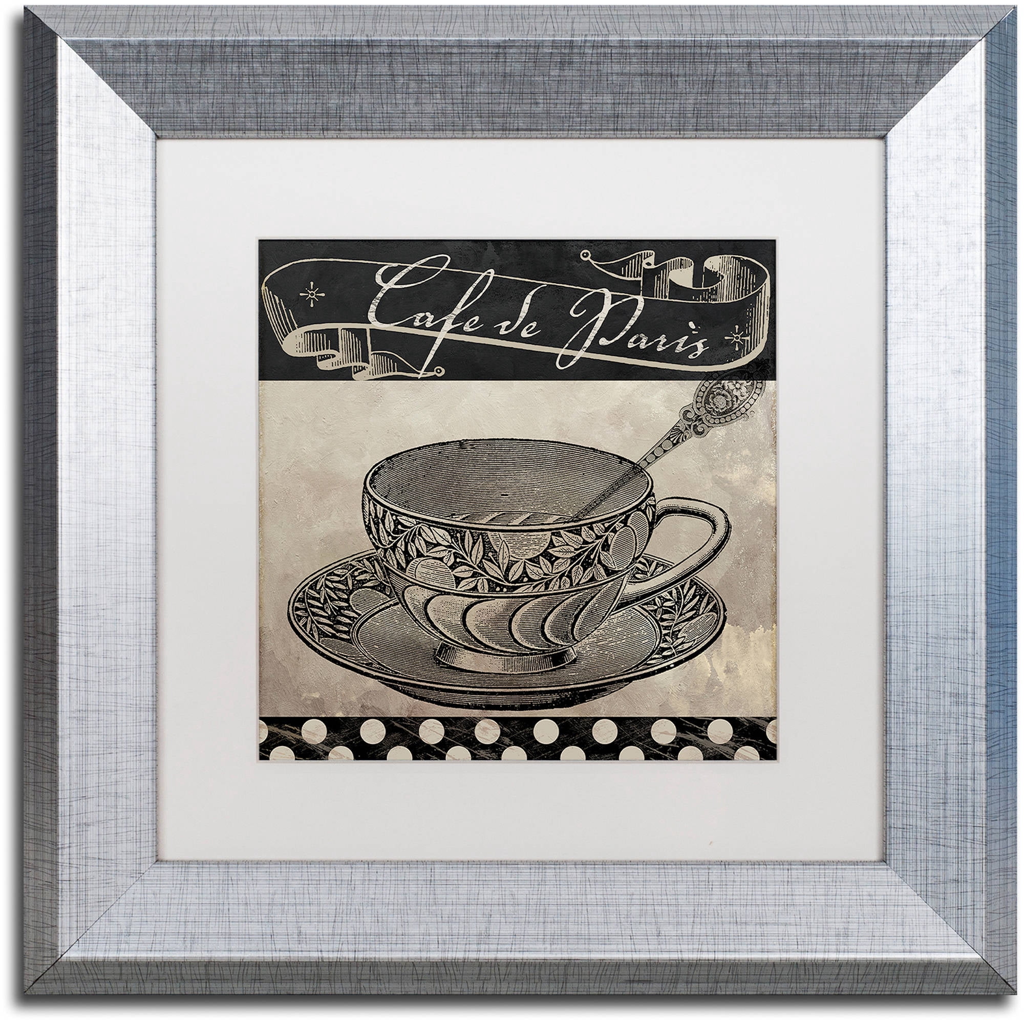 Trademark Fine Art "Bistro Parisienne IV" Canvas Art by Color Bakery White Matte, Silver Frame