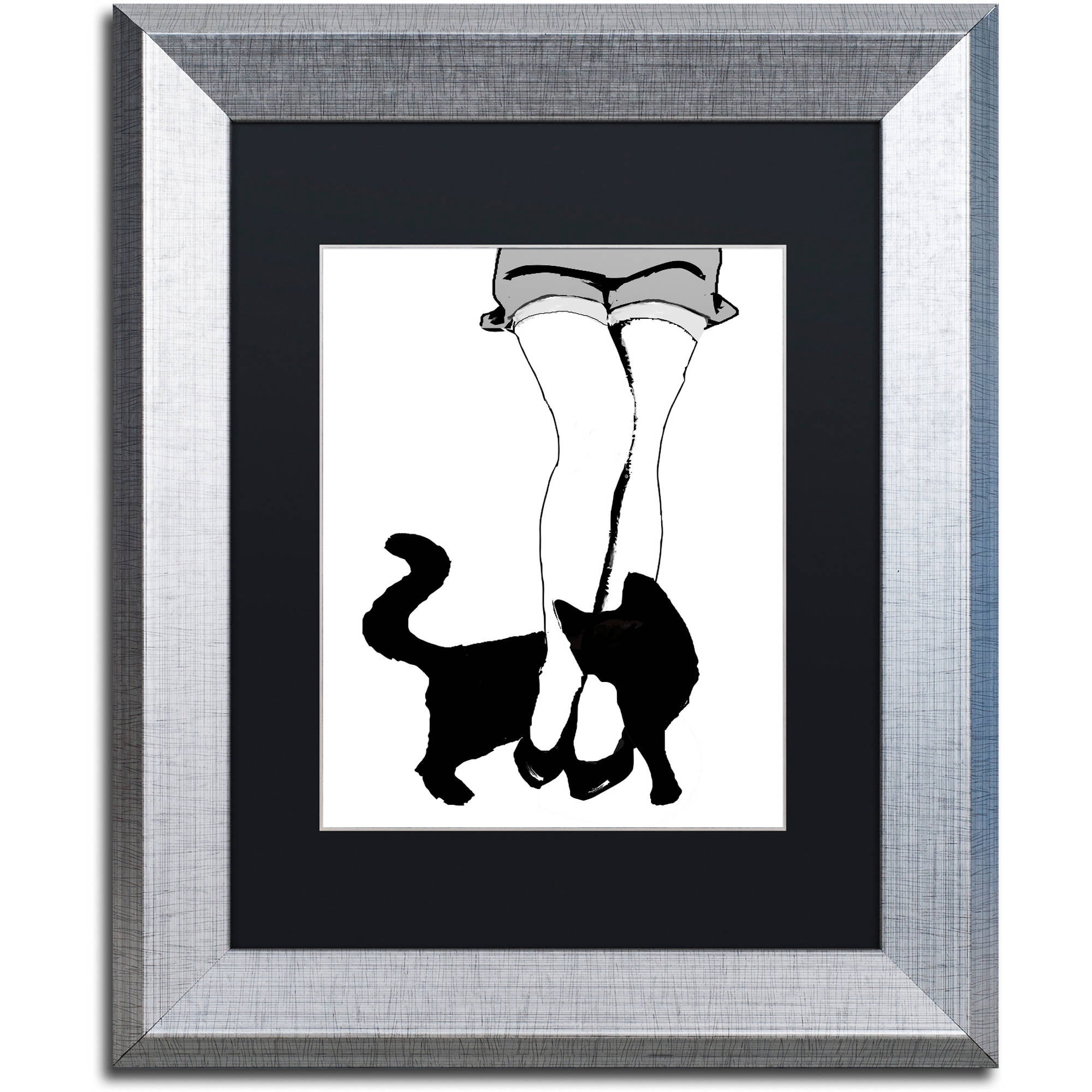 Trademark Fine Art "Black Cat" Canvas Art by Color Bakery Black Matte, Silver Frame