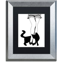Trademark Fine Art "Black Cat" Canvas Art by Color Bakery Black Matte, Silver Frame