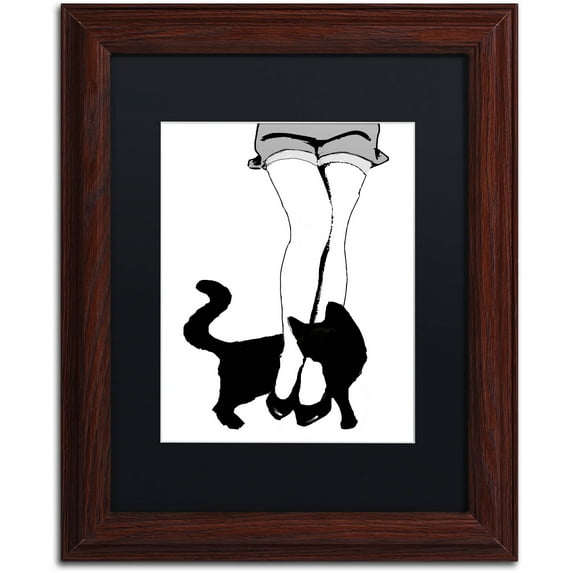 Trademark Fine Art "Black Cat" Canvas Art by Color Bakery Black Matte, Wood Frame