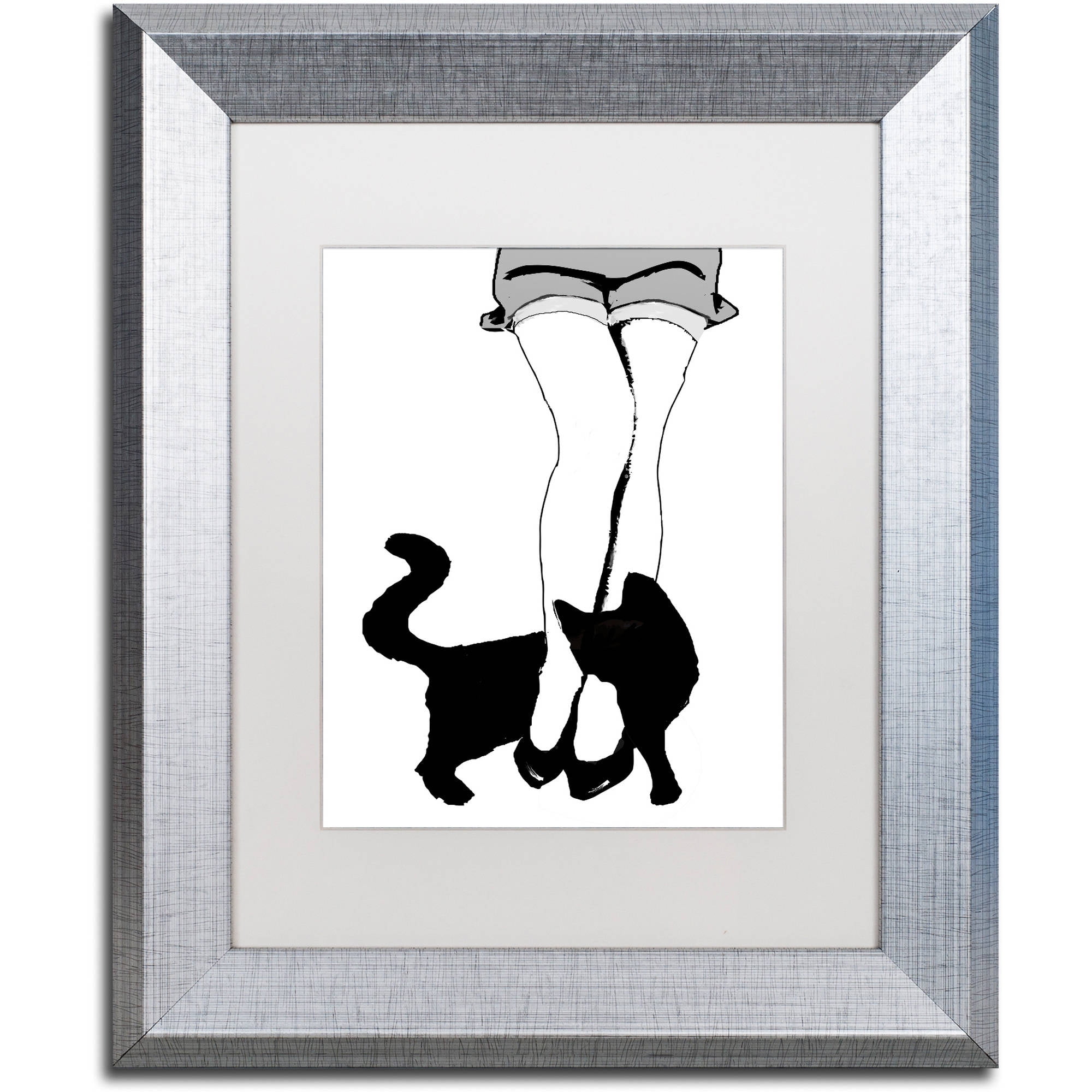 Trademark Fine Art "Black Cat" Canvas Art by Color Bakery White Matte, Silver Frame