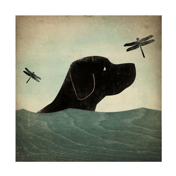 Trademark Fine Art 'Black Dog Swim' Canvas Art by Ryan Fowler