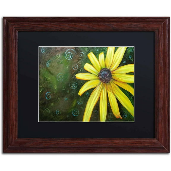 Trademark Fine Art "Black Eyed Susan" Canvas Art by Jennifer Redstreake Black Matte, Wood Frame