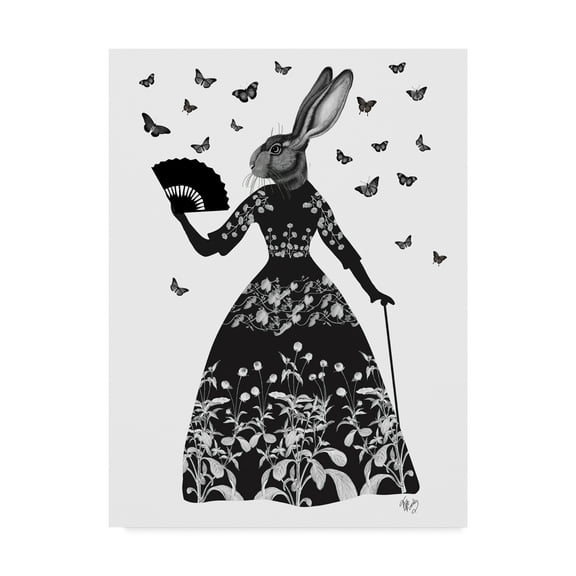 Trademark Fine Art 'Black Floral Rabbit' Canvas Art by Fab Funky