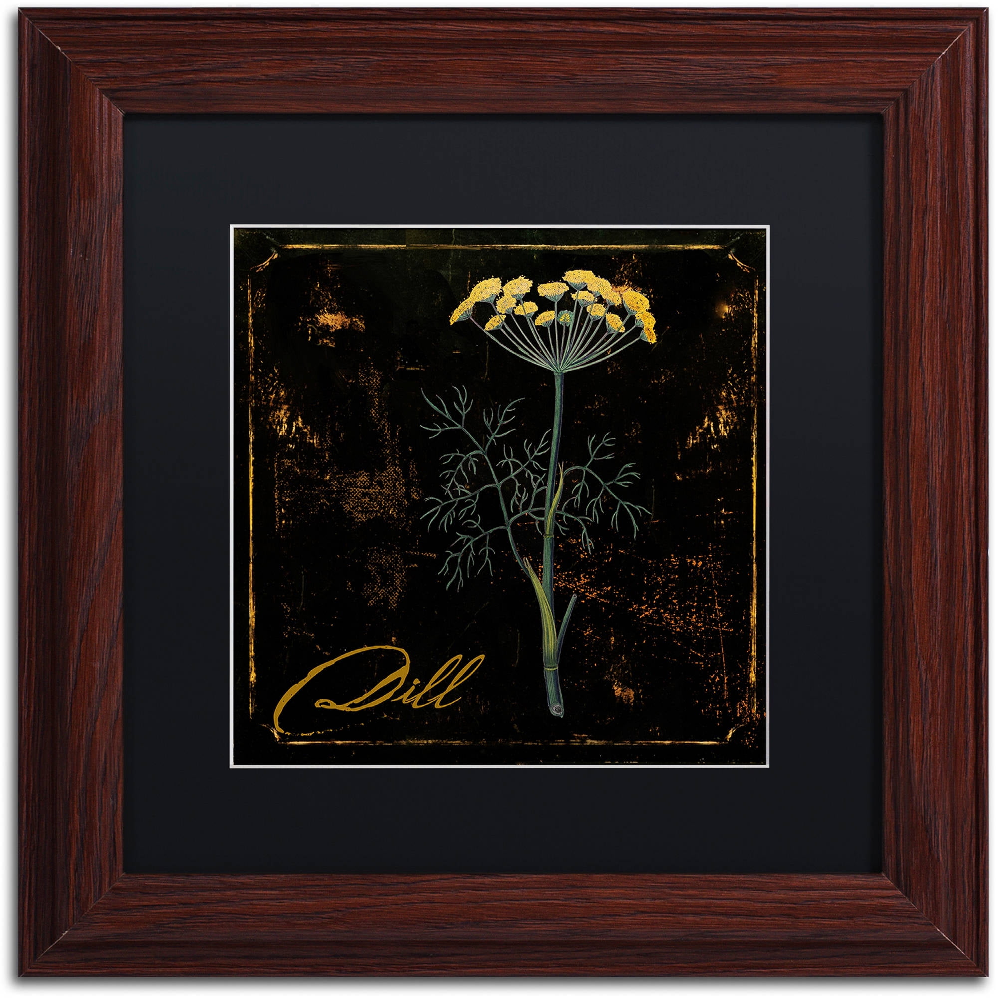 Trademark Fine Art "Black Gold Herbs I" Canvas Art by Color Bakery Black Matte, Wood Frame