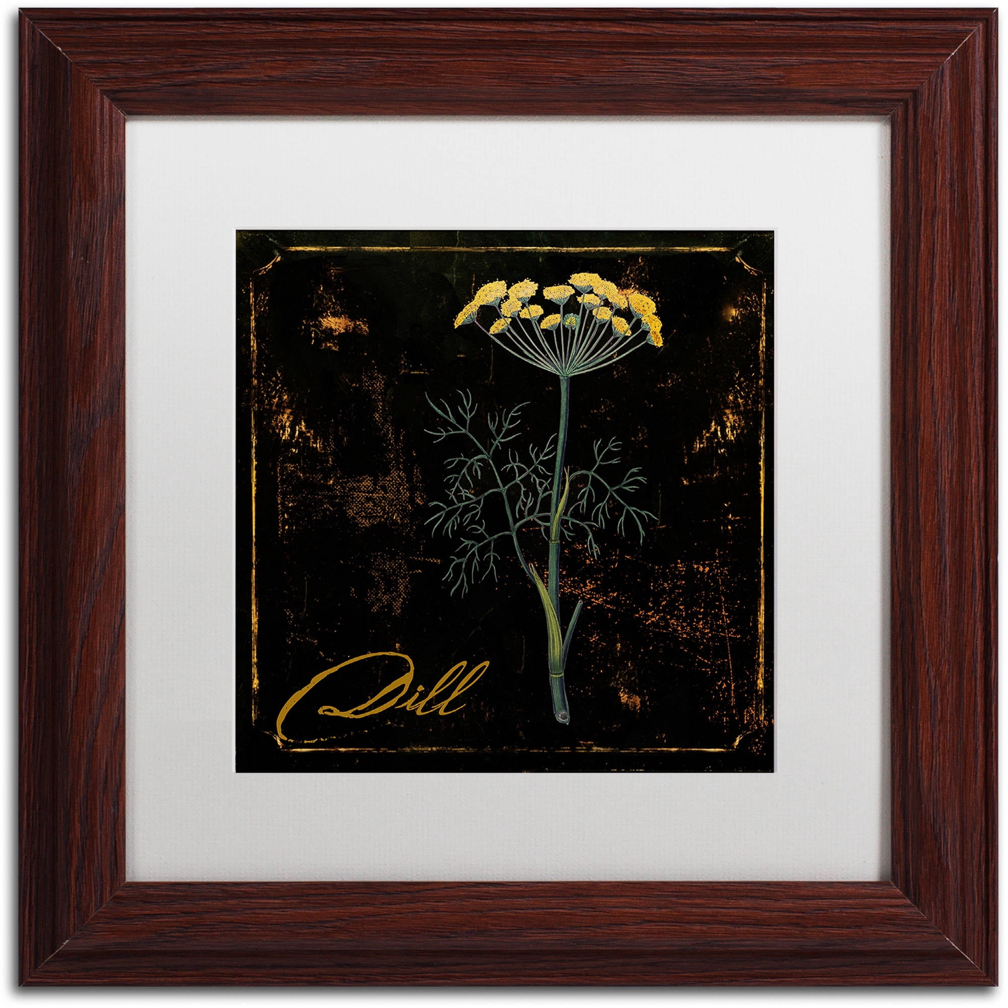 Trademark Fine Art "Black Gold Herbs I" Canvas Art by Color Bakery White Matte, Wood Frame