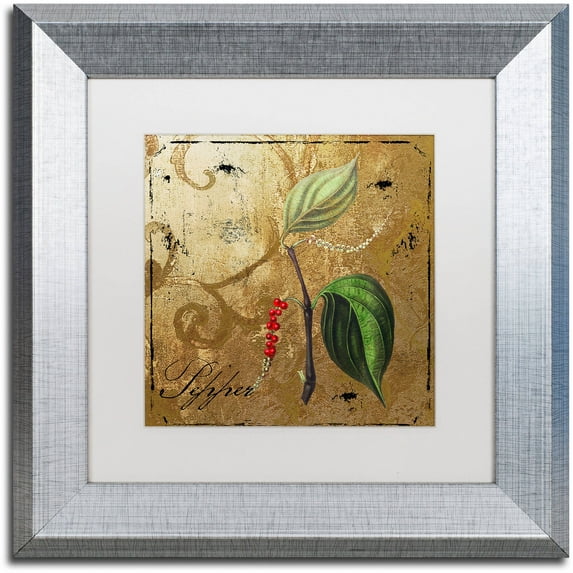 Trademark Fine Art "Black Gold Herbs III" Canvas Art by Color Bakery White Matte, Silver Frame