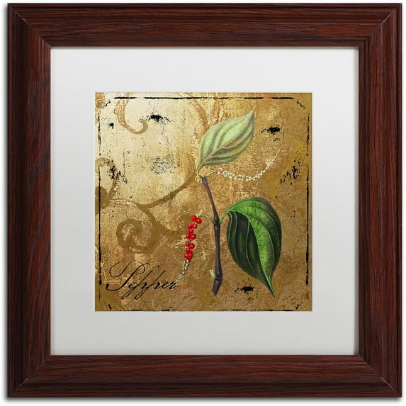 Trademark Fine Art "Black Gold Herbs III" Canvas Art by Color Bakery White Matte, Wood Frame