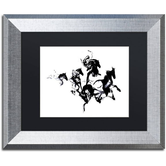 Trademark Fine Art 'Black Horses' Canvas Art by Robert Farkas, Black Matte, Silver Frame