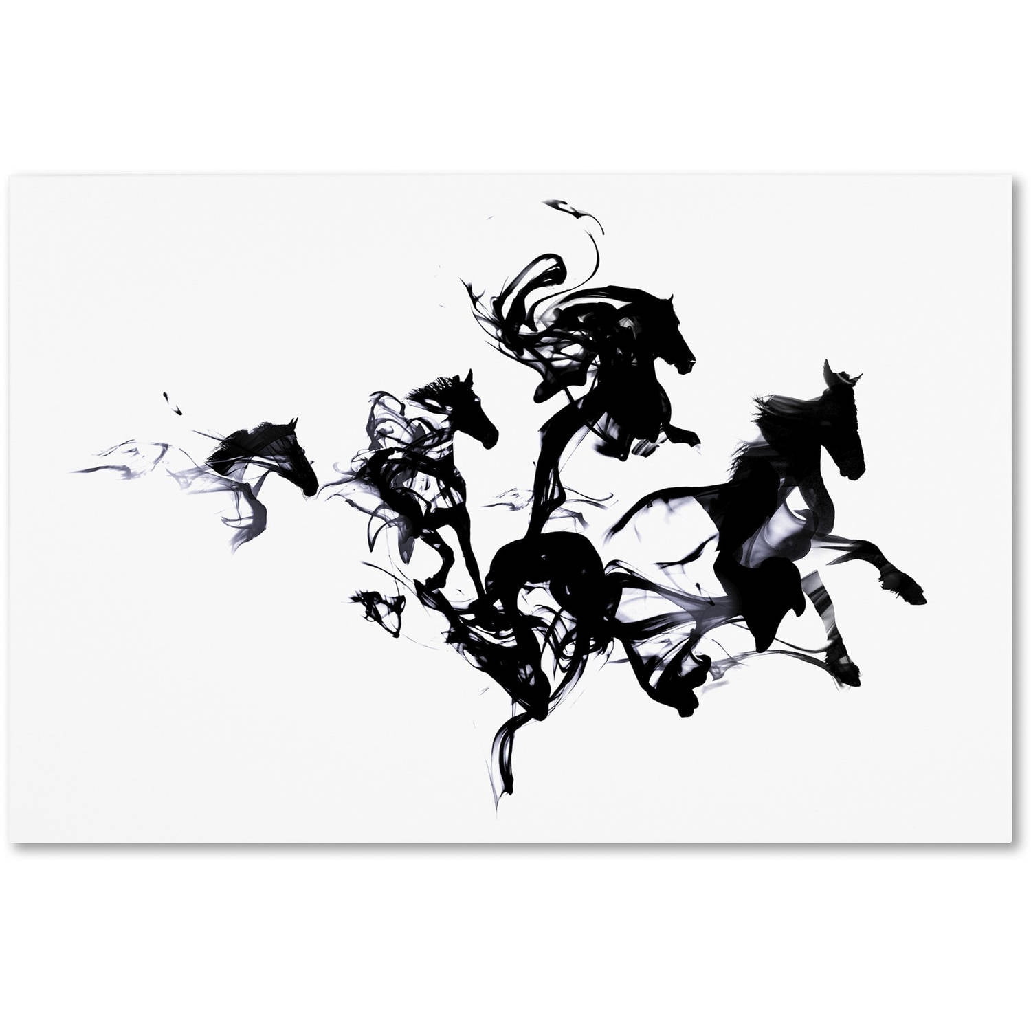 Black and White Abstract Horse Canvas Art in Gold Frame