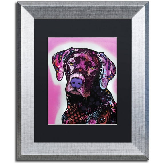 Trademark Fine Art "Black Lab" Canvas Art by Dean Russo, Black Matte, Silver Frame
