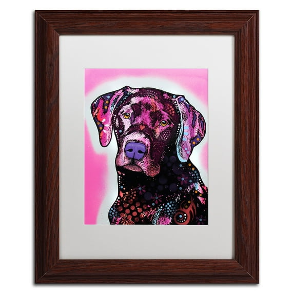 Trademark Fine Art "Black Lab" Canvas Art by Dean Russo, White Matte, Wood Frame