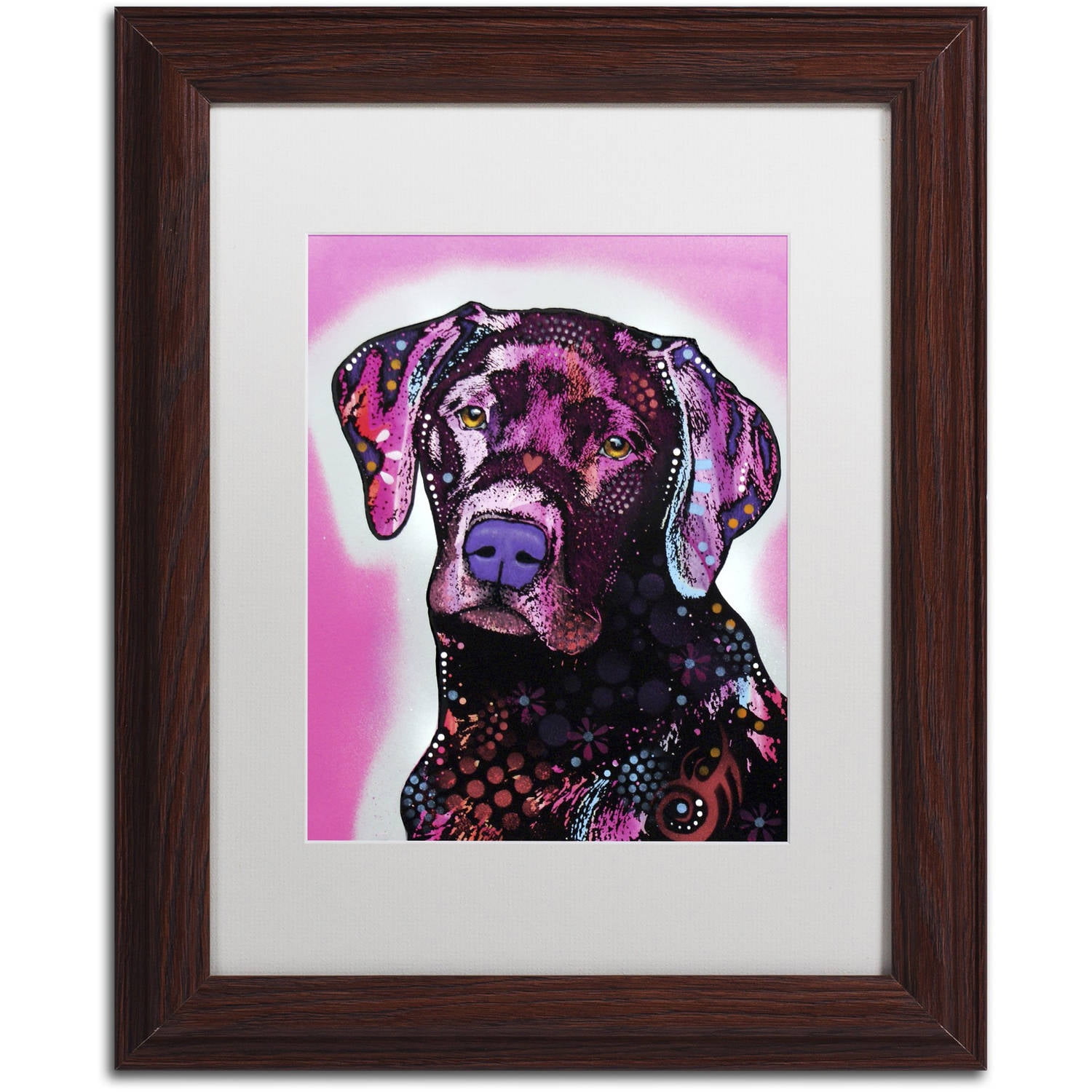Trademark Fine Art "Black Lab" Canvas Art by Dean Russo, White Matte, Wood Frame