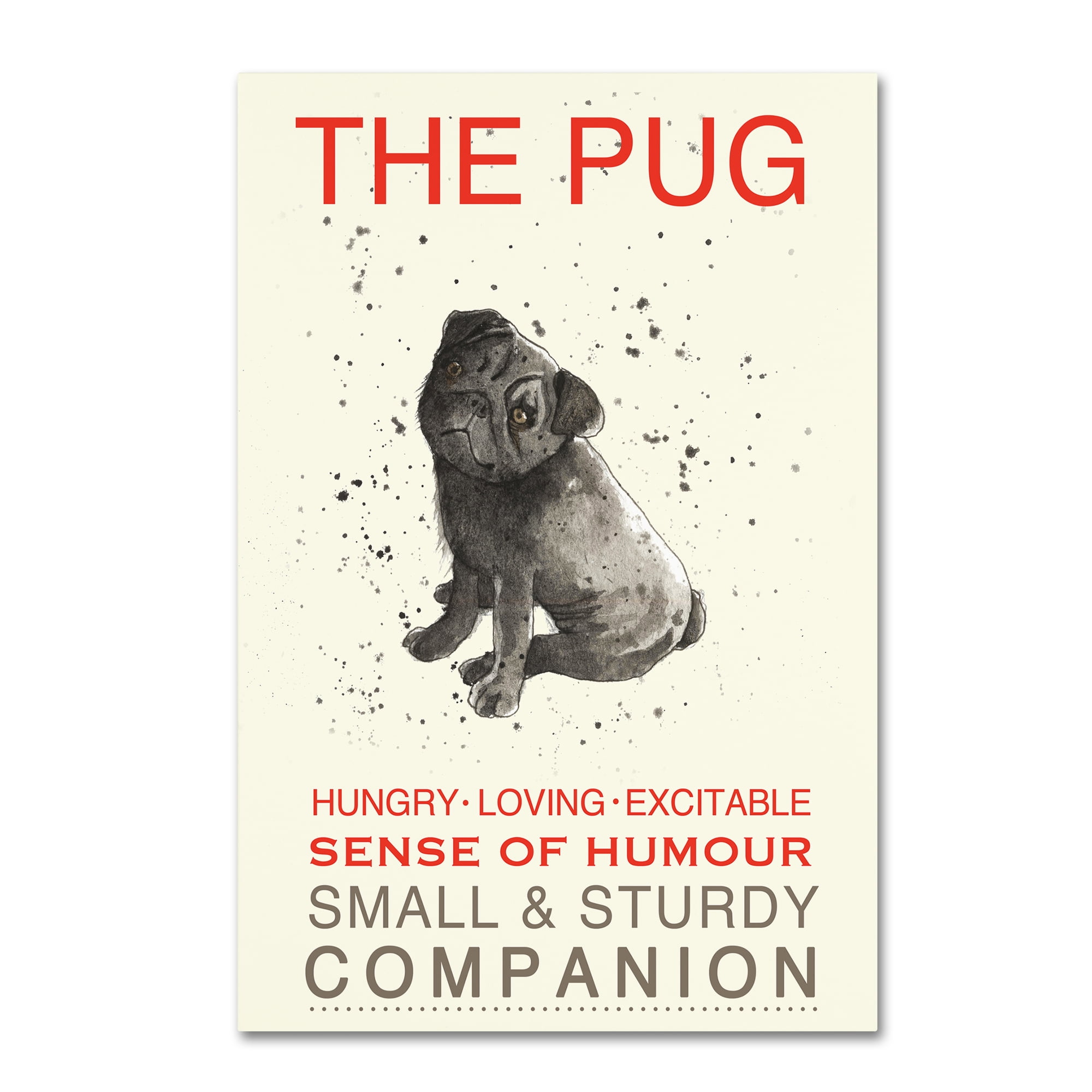 Trademark Fine Art 'Black Pug' Canvas Art by Michelle Campbell