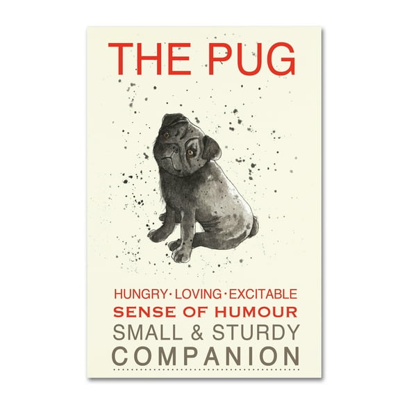 Trademark Fine Art 'Black Pug' Canvas Art by Michelle Campbell