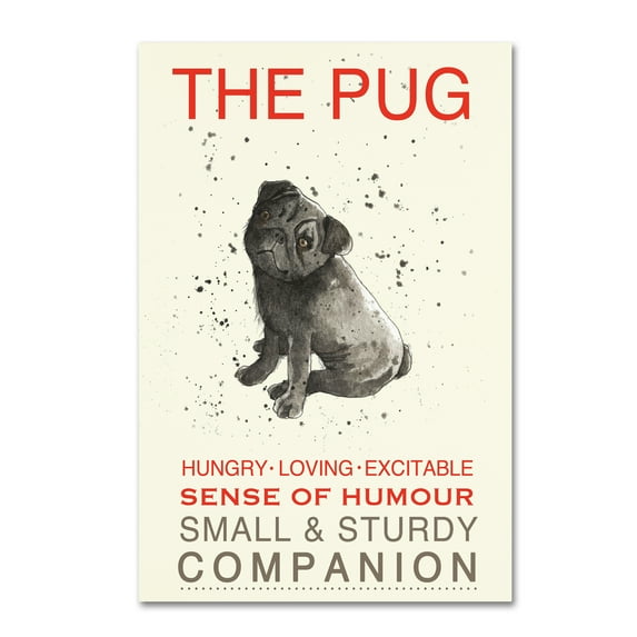 Trademark Fine Art 'Black Pug' Canvas Art by Michelle Campbell