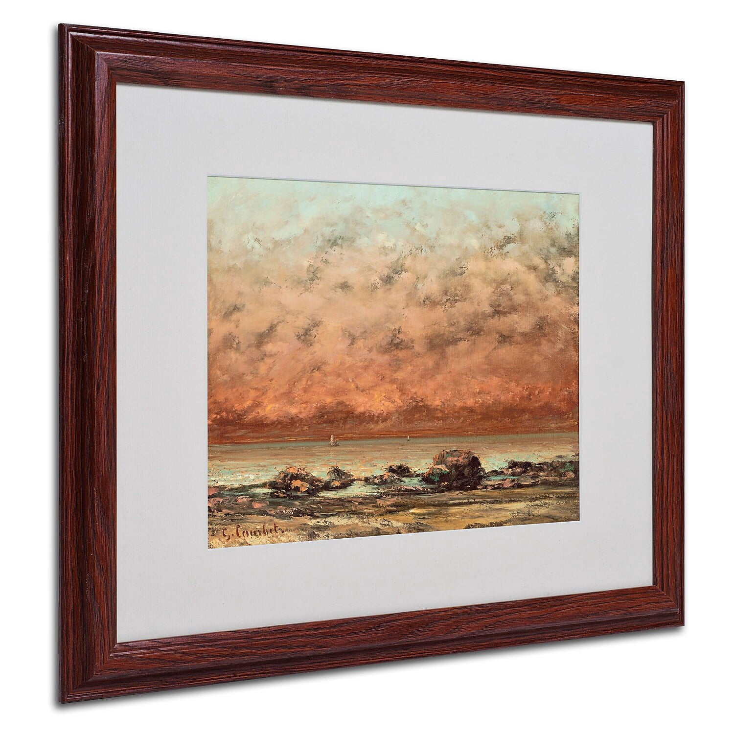 Trademark Fine Art "Black Rocks at Trouville" Canvas Art by Gustave Courbet, Wood Frame