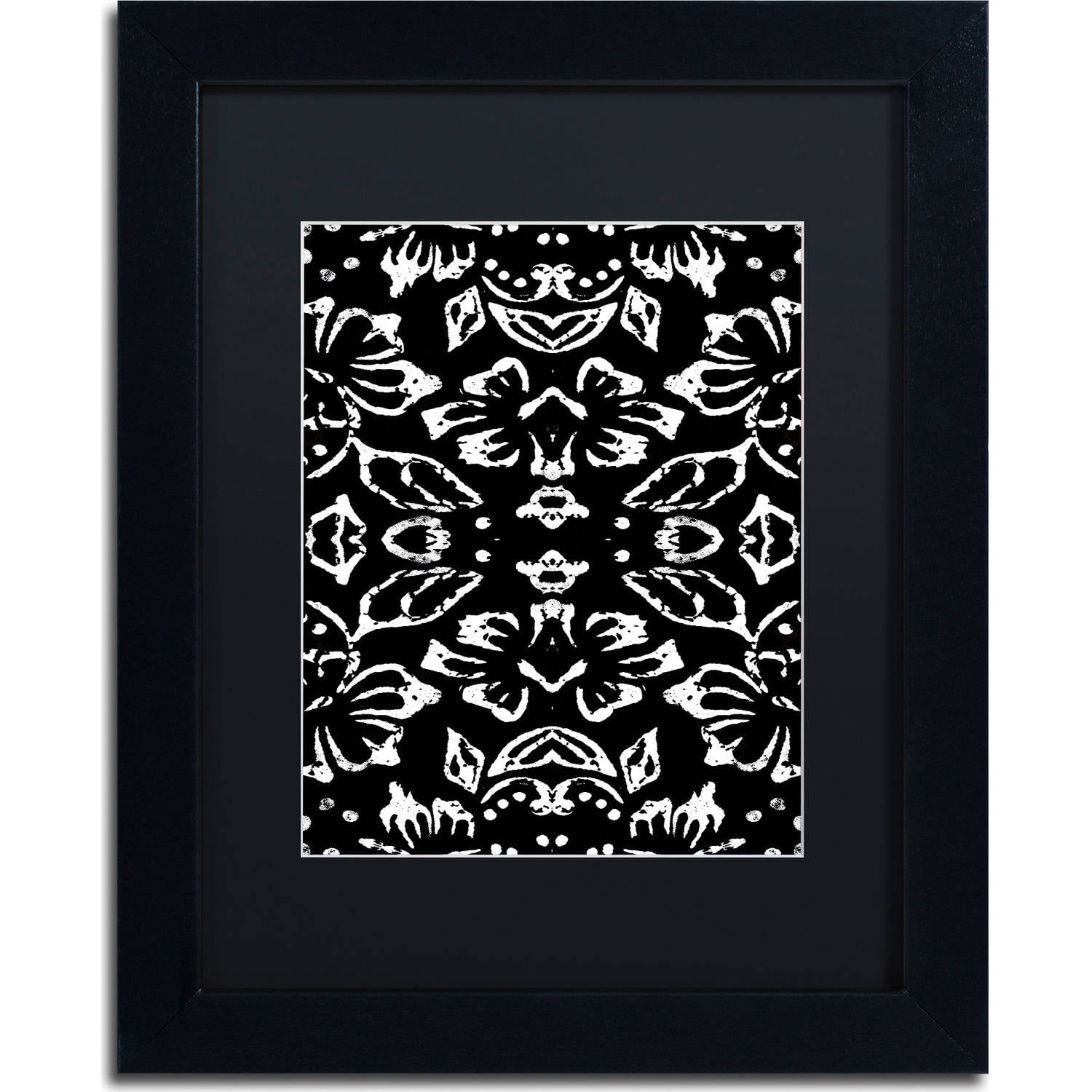 Trademark Fine Art "Black & White Pattern" Canvas Art by Color Bakery, Black Matte, Black Frame