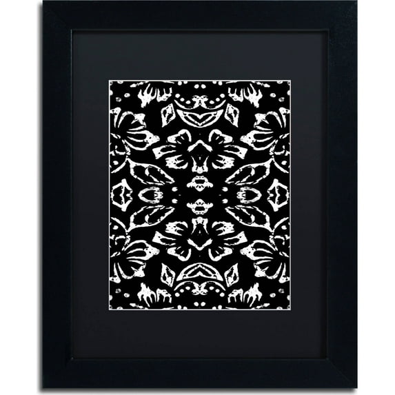 Trademark Fine Art "Black & White Pattern" Canvas Art by Color Bakery, Black Matte, Black Frame