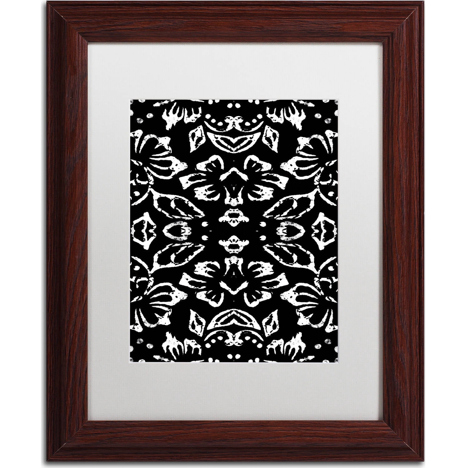 Trademark Fine Art "Black & White Pattern" Canvas Art by Color Bakery, White Matte, Wood Frame